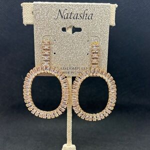 Natasha Couture Gold Crystal Hoop Earrings